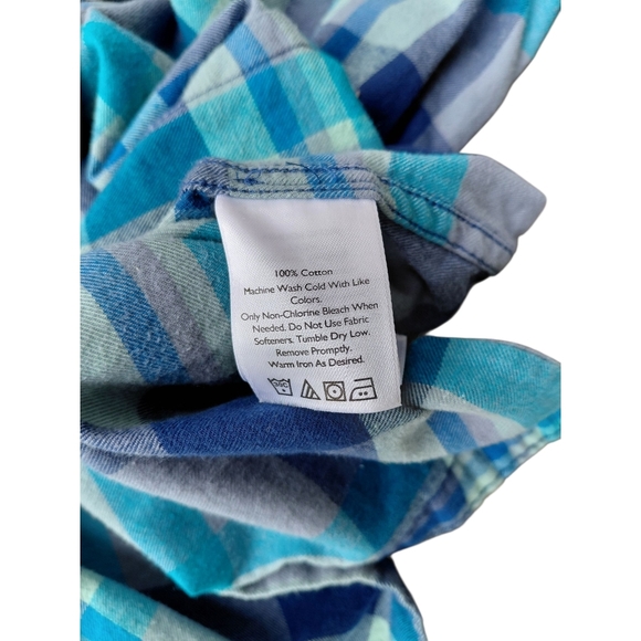 Eddie Bauer Blue Casual Button Down Flannel Shirt - Picture 6 of 7